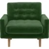 Habitat Fenner Velvet ArmChair - Moss Green