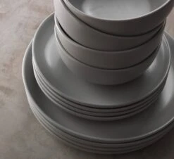 Habitat 12 Piece Stoneware Dinner Set - Matt Grey -Chic Household Items 2151768 R Z003C