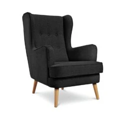 Habitat Callie Fabric Chair Armchair With Footstool-Charcoal -Chic Household Items 2728380 R Z005A