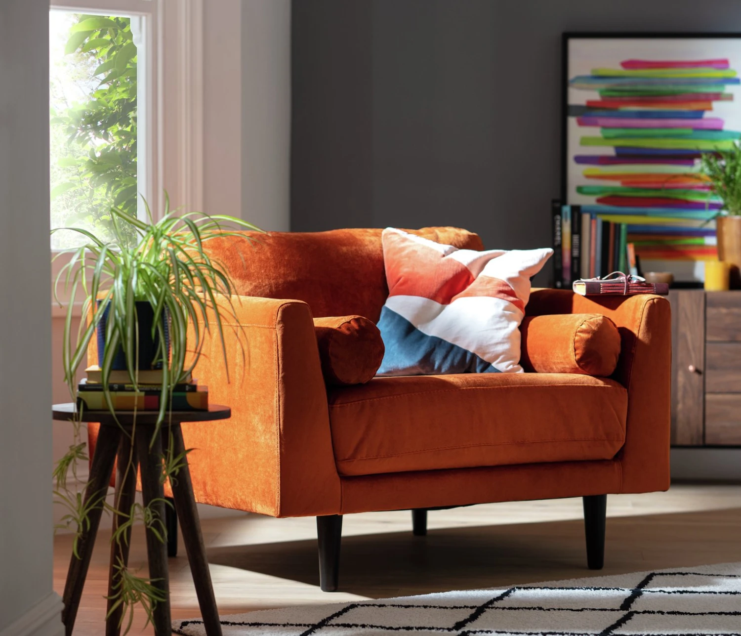 Habitat Jacob Fabric Cuddle Chair - Orange 2 Habitat Jacob Fabric Cuddle Chair - Orange - Image 2