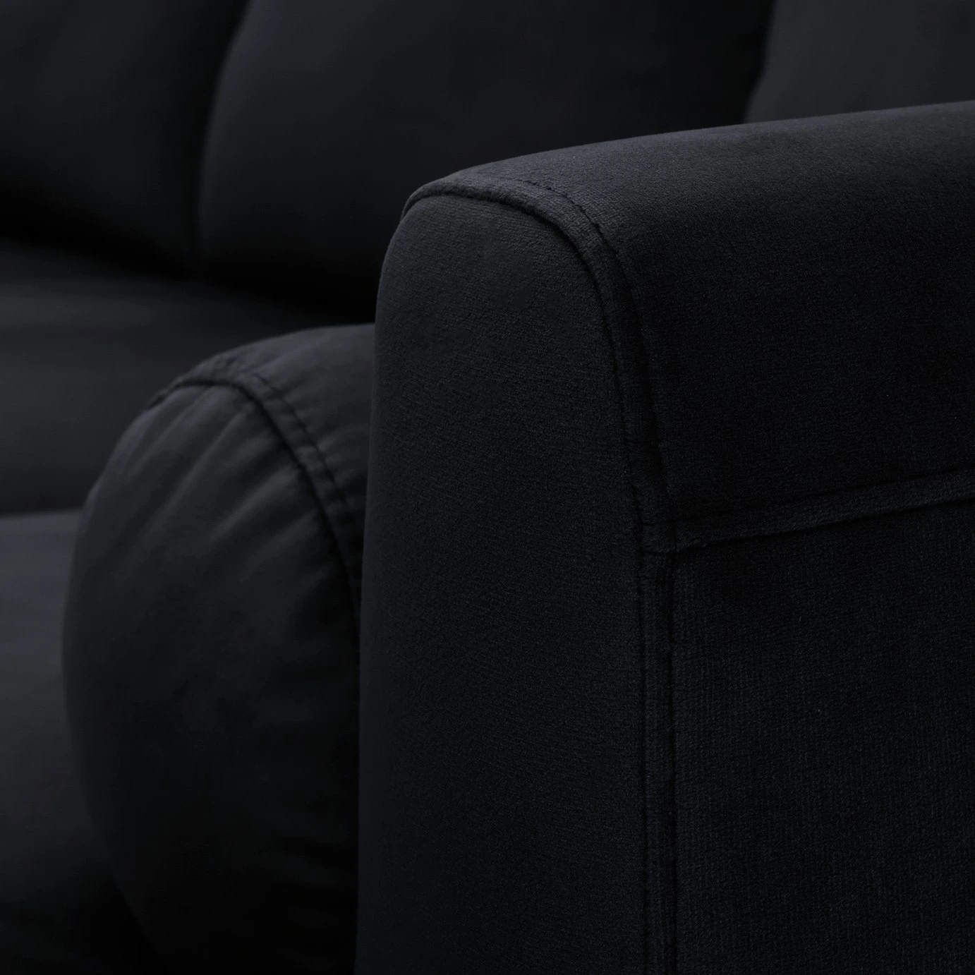 Habitat Jacob Velvet Right Hand Corner Sofa - Black 6 Habitat Jacob Velvet Right Hand Corner Sofa - Black - Image 6