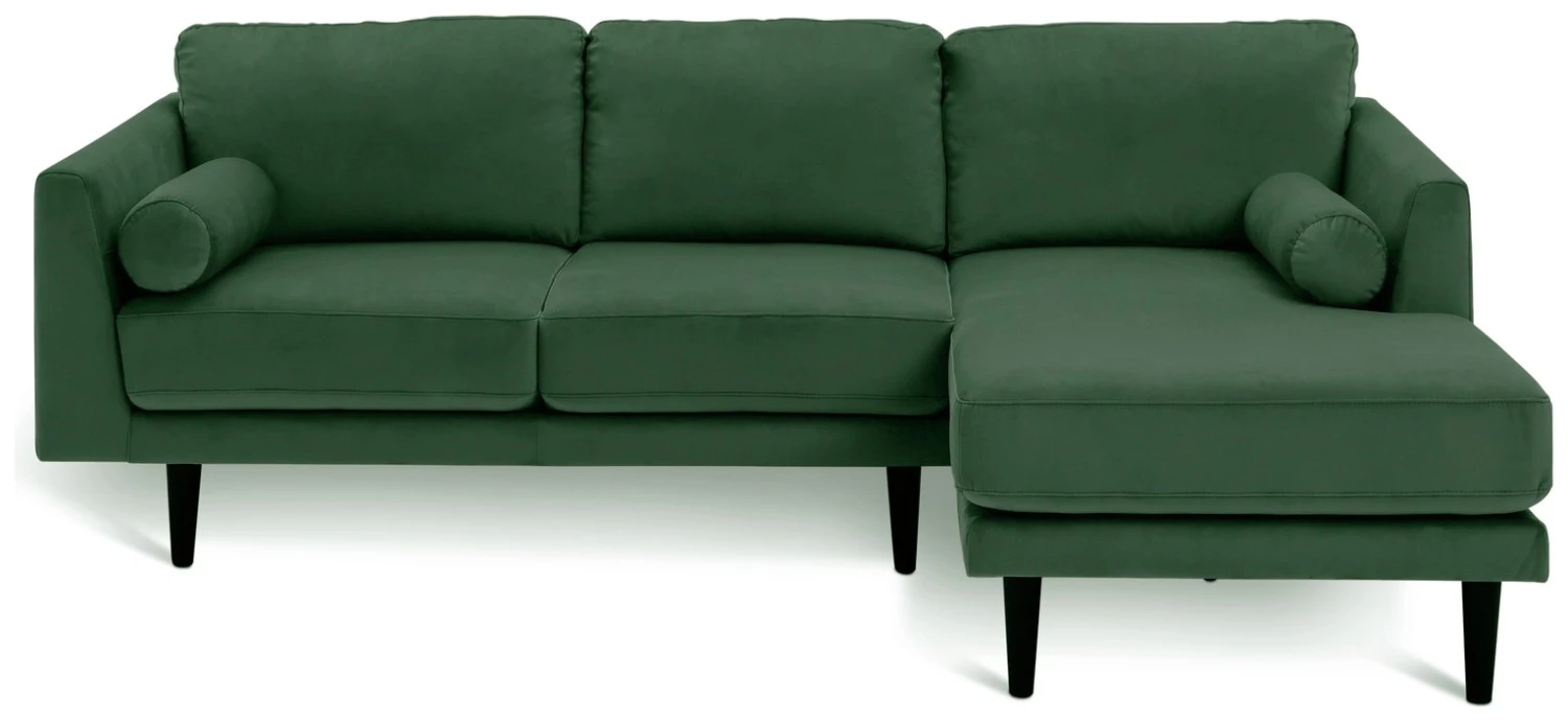 Habitat Jacob Velvet Right Hand Corner Sofa - Emerald Green 1 Habitat Jacob Velvet Right Hand Corner Sofa - Emerald Green