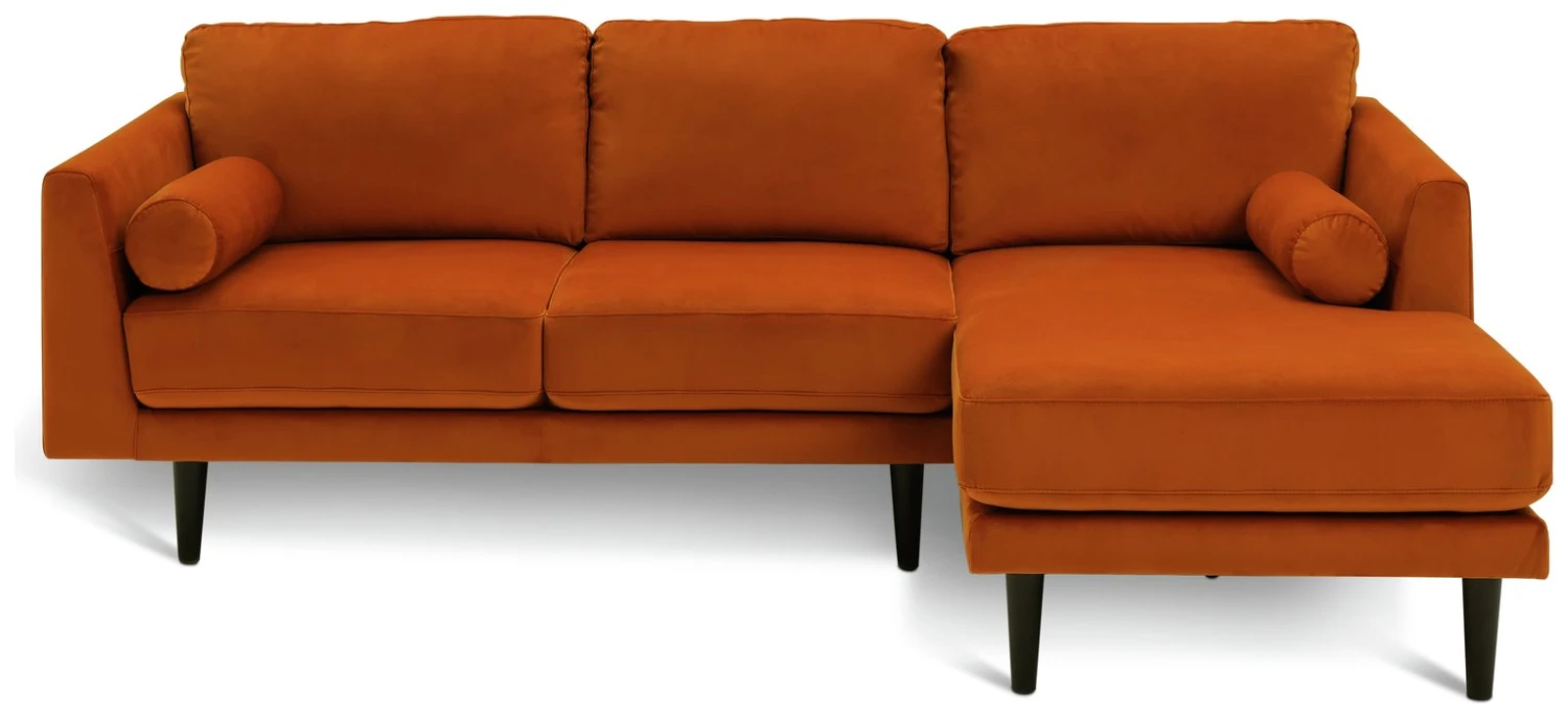 Habitat Jacob Velvet Right Hand Corner Sofa - Orange 3 Habitat Jacob Velvet Right Hand Corner Sofa - Orange - Image 3