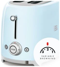 Smeg TSF02PBUK 50's Style Retro 4 Slice Toaster - Blue -Chic Household Items 3033270 R Z008A