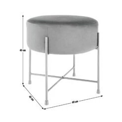 Habitat Jax Velvet Footstool - Black -Chic Household Items 3088191 R E001