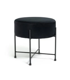Habitat Jax Velvet Footstool - Black -Chic Household Items 3088191 R Z002A