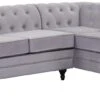 Habitat Chesterfield Velvet Left Hand Corner Sofa-Light Grey