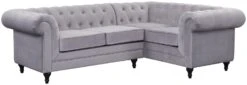 Habitat Chesterfield Velvet Left Hand Corner Sofa-Light Grey 13 Habitat Chesterfield Velvet Left Hand Corner Sofa-Light Grey -Chic Household Items 3106633 R Z002A
