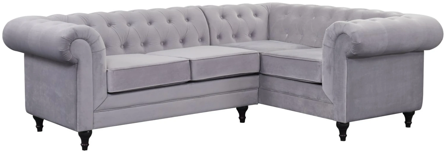 Habitat Chesterfield Velvet Left Hand Corner Sofa-Light Grey 5 Habitat Chesterfield Velvet Left Hand Corner Sofa-Light Grey - Image 5