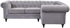 Habitat Chesterfield Velvet Left Hand Corner Sofa-Light Grey 14 Habitat Chesterfield Velvet Left Hand Corner Sofa-Light Grey -Chic Household Items 3106633 R Z003A