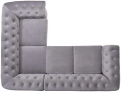 Habitat Chesterfield Velvet Left Hand Corner Sofa-Light Grey 17 Habitat Chesterfield Velvet Left Hand Corner Sofa-Light Grey -Chic Household Items 3106633 R Z006A