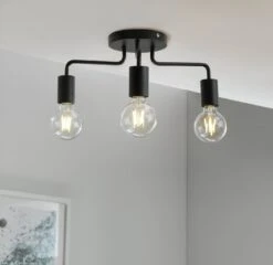 Habitat Rayner Steel 3 Light LED Flush Ceiling Light - Black -Chic Household Items 3247846 R Z002C