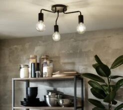 Habitat Rayner Steel 3 Light LED Flush Ceiling Light - Black -Chic Household Items 3247846 R Z003C