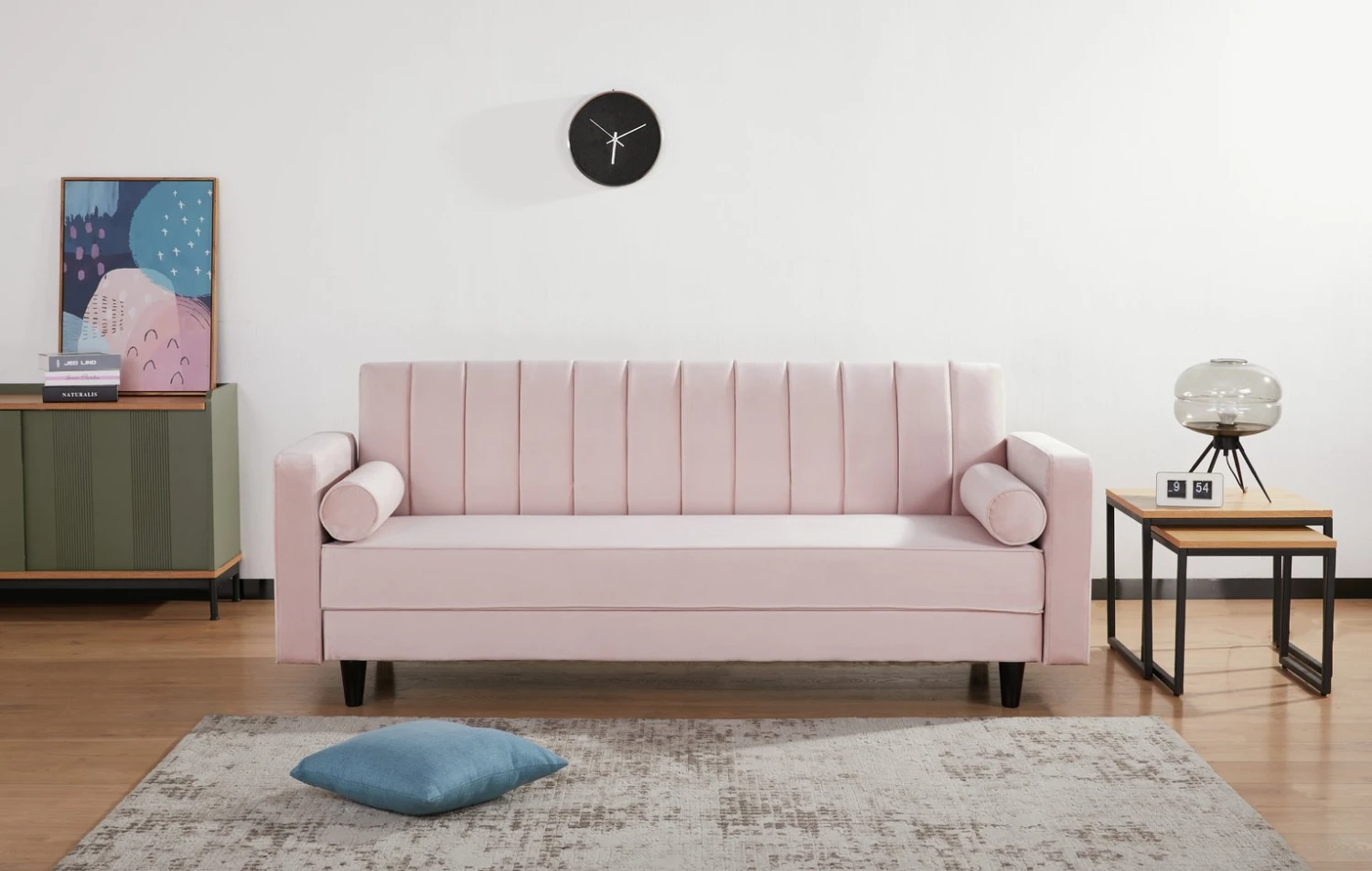 Habitat Preston Clic Clac Velvet Sofa Bed - Navy 2 Habitat Preston Clic Clac Velvet Sofa Bed - Navy - Image 2