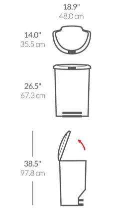 Simplehuman 50 Litre Plastic Semi Round Pedal Bin - Grey -Chic Household Items 3295915 R Z020A