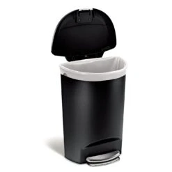 Simplehuman 50L Plastic Semi Round Pedal Bin - Black -Chic Household Items 3341106 R Z003A