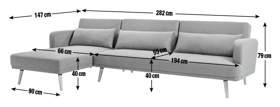 Habitat Andy Left Corner Fabric Clic Clac Sofa Bed - Grey 4 Habitat Andy Left Corner Fabric Clic Clac Sofa Bed - Grey - Image 4
