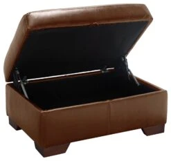 Habitat Eton Leather Storage Ottoman Footstool - Tan -Chic Household Items 3594630 R Z003A