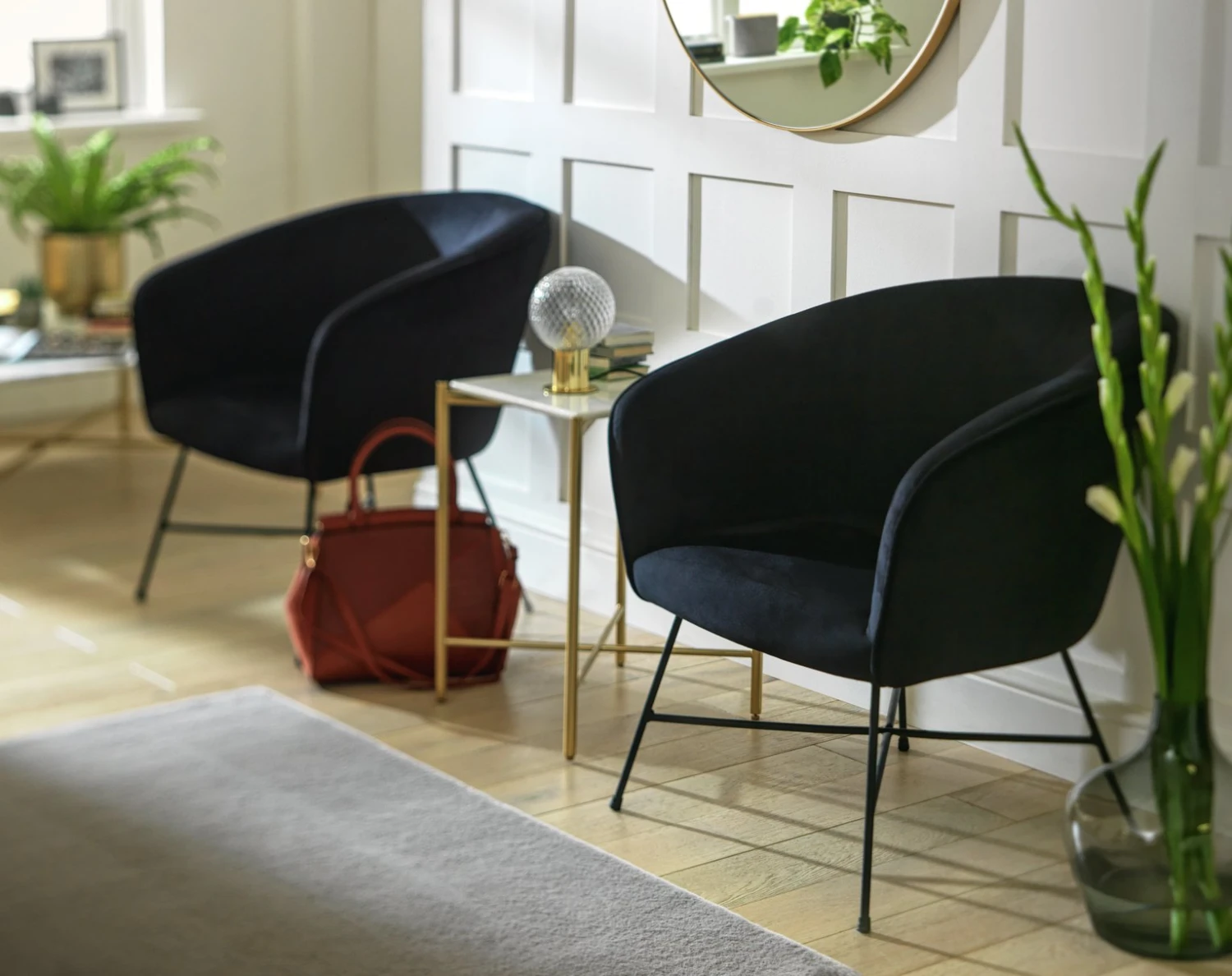 Habitat Jax Velvet Accent Chair - Black 2 Habitat Jax Velvet Accent Chair - Black - Image 2