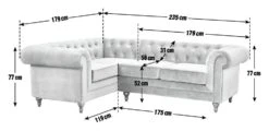Habitat Chesterfield Right Hand Corner Sofa-Light Grey -Chic Household Items 4468916 R E001