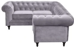 Habitat Chesterfield Right Hand Corner Sofa-Light Grey -Chic Household Items 4468916 R Z004A