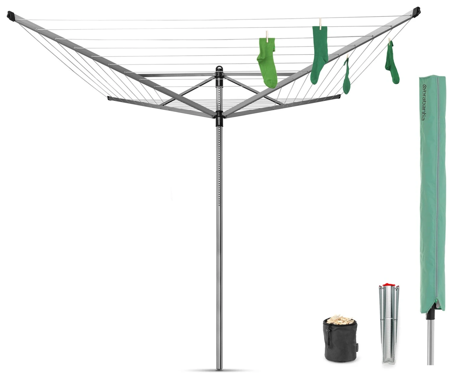 Brabantia 50m Lift-O-Matic Washing Line With Ground Spike 1 Brabantia 50m Lift-O-Matic Washing Line With Ground Spike