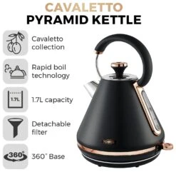 Tower T10044RG Cavaletto Kettle - Black -Chic Household Items 4569987 R Z005A