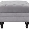 Habitat Chesterfield Velvet Storage Footstool - Light Grey