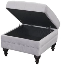 Habitat Chesterfield Velvet Storage Footstool - Light Grey -Chic Household Items 4654287 R Z003A