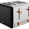 Tower T20051RG Cavaletto 4 Slice Toaster - Black & Rose Gold