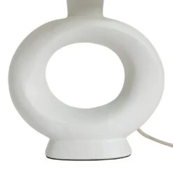 Habitat Nels Large Circle Ceramic Table Lamp - White & Beige 9 Habitat Nels Large Circle Ceramic Table Lamp - White & Beige -Chic Household Items 5022887 R Z004A