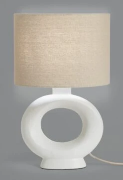 Habitat Nels Large Circle Ceramic Table Lamp - White & Beige 10 Habitat Nels Large Circle Ceramic Table Lamp - White & Beige -Chic Household Items 5022887 R Z005A