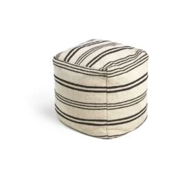 Kaikoo Layne Wool Pouffe - Black & White -Chic Household Items 5642236 R Z002A