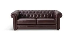 Habitat Chesterfield Leather 3 Seater Sofa - Chocolate