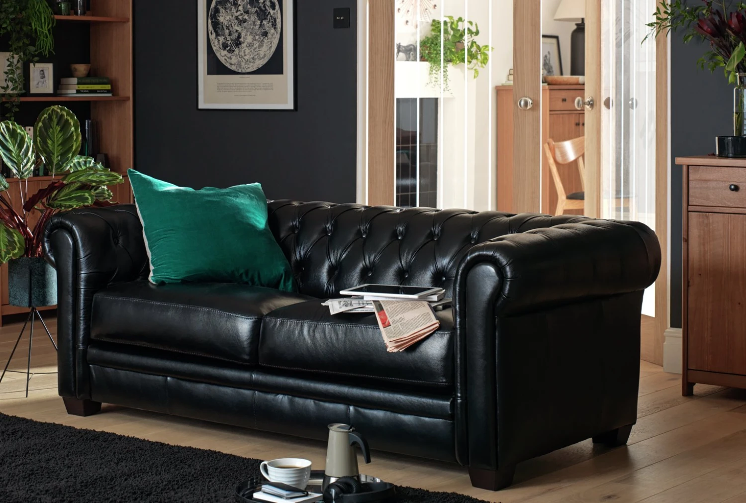 Habitat Chesterfield Leather 3 Seater Sofa - Chocolate 3 Habitat Chesterfield Leather 3 Seater Sofa - Chocolate - Image 3