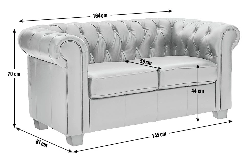 Habitat Chesterfield Leather 2 Seater Sofa - Black 4 Habitat Chesterfield Leather 2 Seater Sofa - Black - Image 4