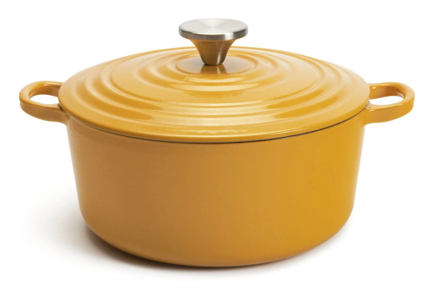 Habitat Global 5.3 Litre Cast Iron Casserole Dish - Yellow 1 Habitat Global 5.3 Litre Cast Iron Casserole Dish - Yellow