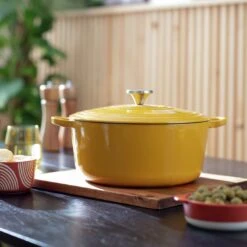 Habitat Global 5.3 Litre Cast Iron Casserole Dish - Yellow 11 Habitat Global 5.3 Litre Cast Iron Casserole Dish - Yellow -Chic Household Items 6609625 R Z002C