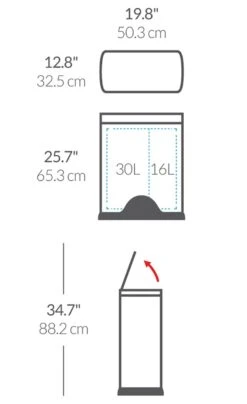 Simplehuman 46 Litre Rectangular Recycle Bin -Chic Household Items 6609780 R Z020A