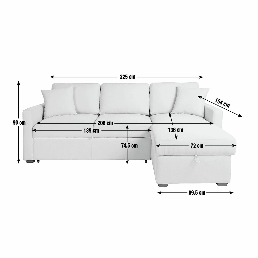 Habitat Reagan Right Corner Chaise Sofa Bed - Natural 4 Habitat Reagan Right Corner Chaise Sofa Bed - Natural - Image 4