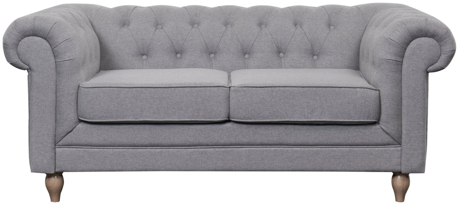 Habitat Chesterfield Fabric 2 Seater Sofa - Light Grey 1 Habitat Chesterfield Fabric 2 Seater Sofa - Light Grey