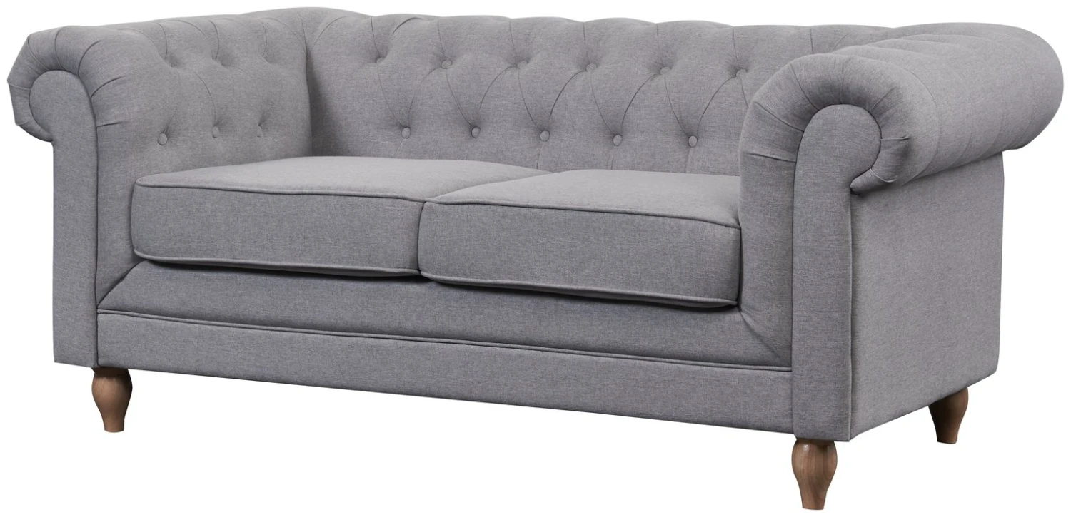 Habitat Chesterfield Fabric 2 Seater Sofa - Light Grey 5 Habitat Chesterfield Fabric 2 Seater Sofa - Light Grey - Image 5