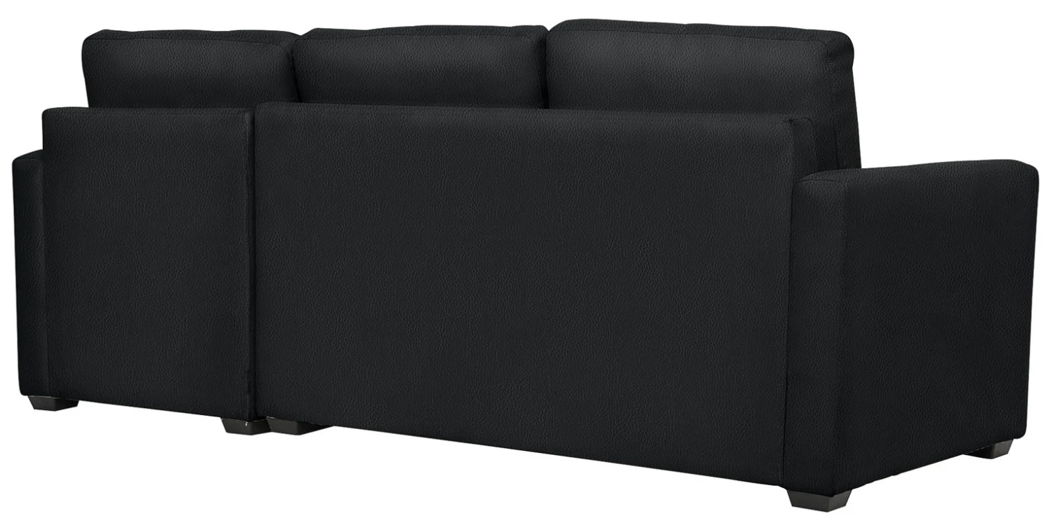 Habitat Reagan Corner Chaise Faux Leather Sofa Bed - Black 4 Habitat Reagan Corner Chaise Faux Leather Sofa Bed - Black - Image 4