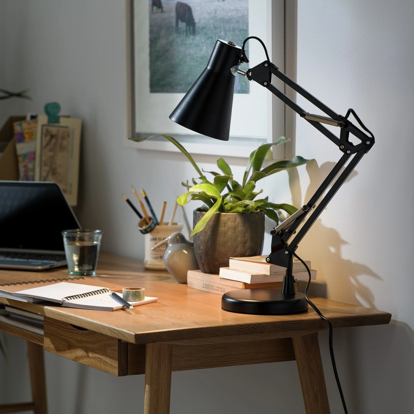 Habitat Swing Arm Desk Lamp - Matt Black 1 Habitat Swing Arm Desk Lamp - Matt Black