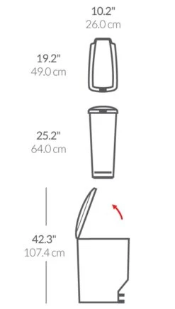 Simplehuman 40 Litre Plastic Slim Pedal Bin - Grey -Chic Household Items 7277070 R Z020A