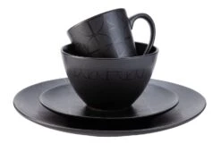 Habitat Geo 16 Piece Stoneware Dinner Set - Black -Chic Household Items 7665242 R Z002A