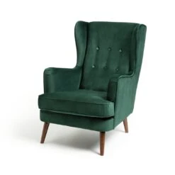 Habitat Callie Velvet Wingback Chair - Forest Green -Chic Household Items 7878486 R Z002A