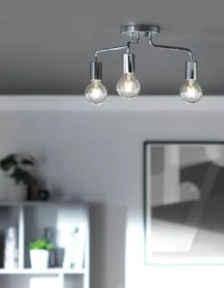 Habitat Rayner Steel 3 Light LED Flush Ceiling Light -Chrome 13 Habitat Rayner Steel 3 Light LED Flush Ceiling Light -Chrome -Chic Household Items 8113621 R Z002C