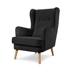 Habitat Callie Fabric Wingback Chair - Charcoal -Chic Household Items 8729651 R Z002A