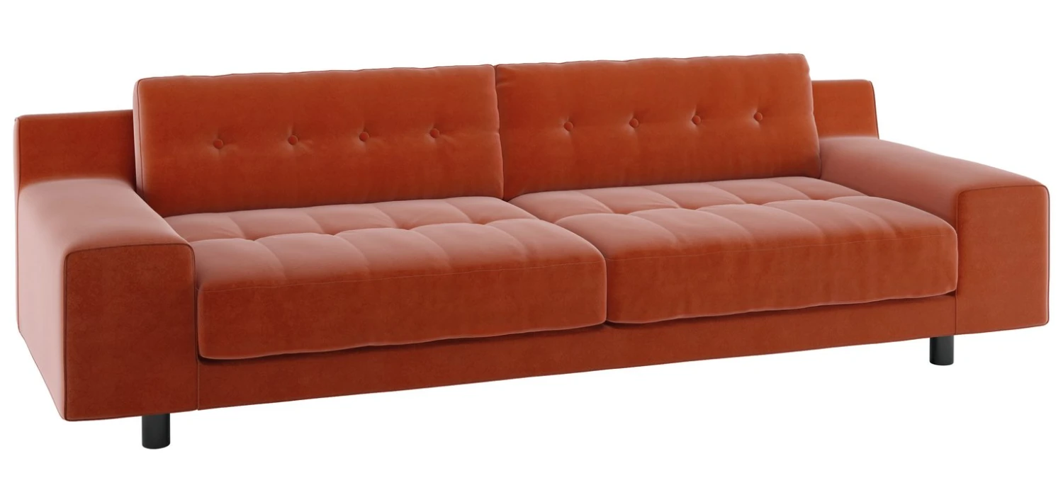 Habitat Hendricks Velvet 4 Seater Sofa - Orange 7 Habitat Hendricks Velvet 4 Seater Sofa - Orange - Image 7